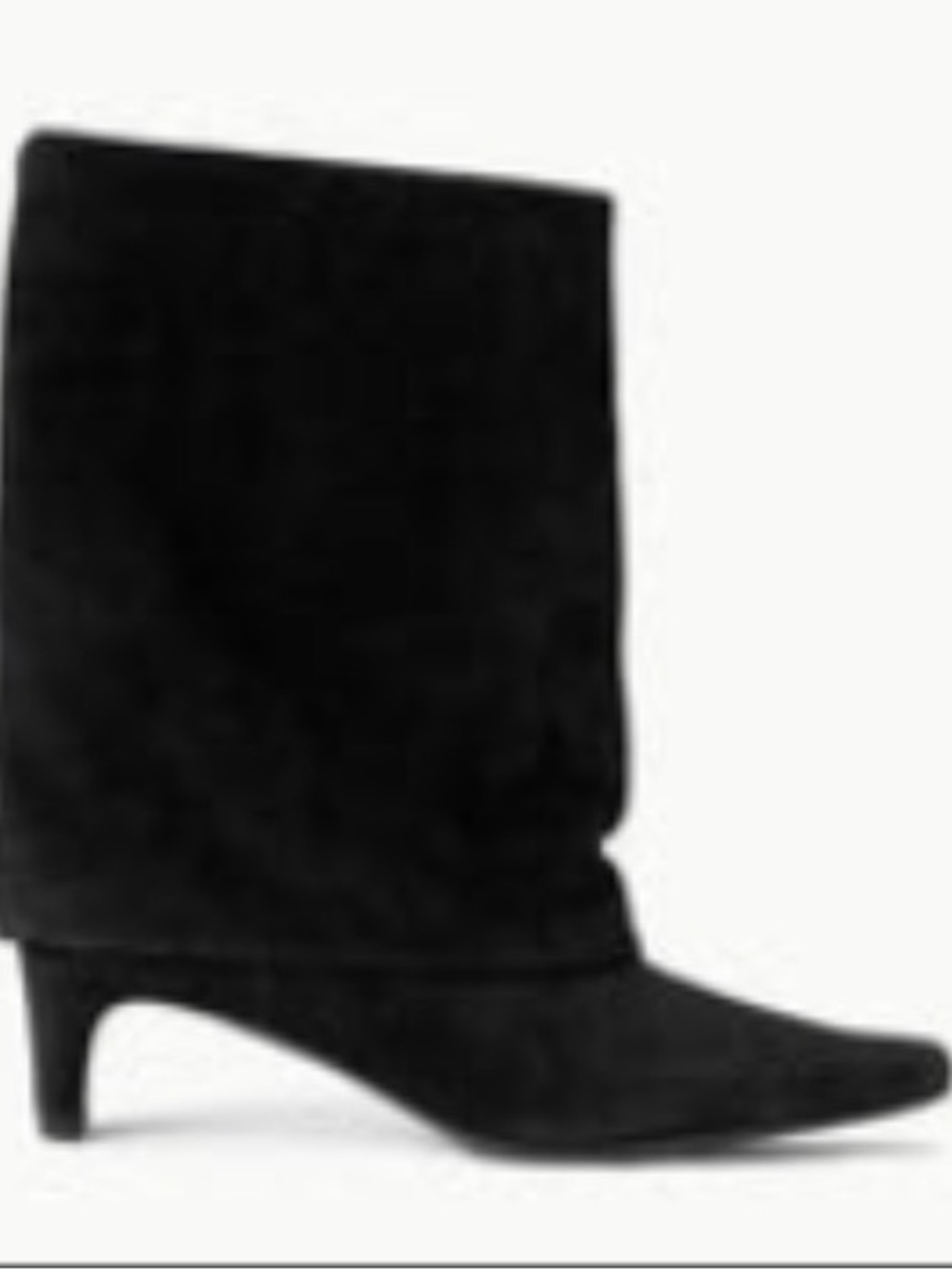 STAUD Black Suede Mid-Calf Low Heel Boot